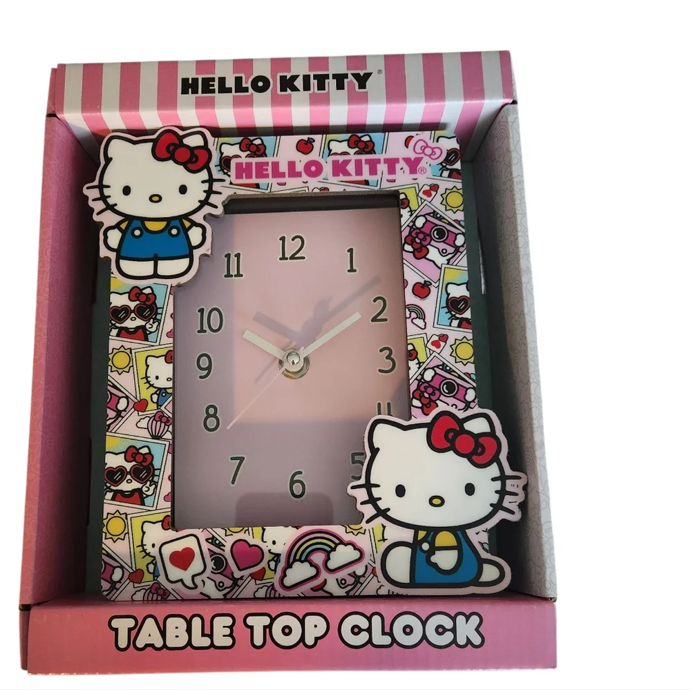 Hello Kitty Pink and White Table Clock